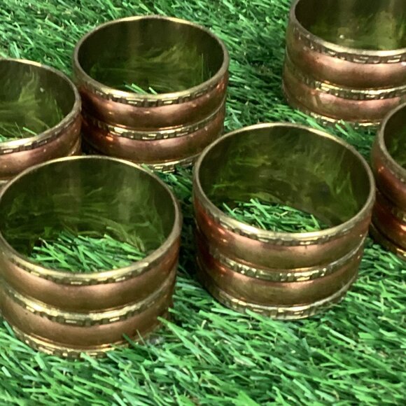 Vintage Copper & Brass Napkin Rings Set of 6 - Picture 4 of 7
